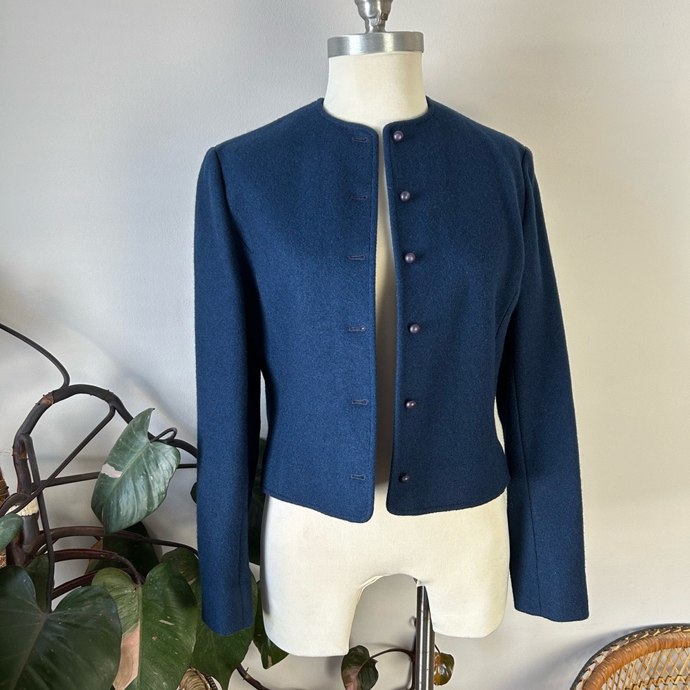 Vintage 80’s Pendleton Jacket Navy Blue Wool Short Cropped Bolero